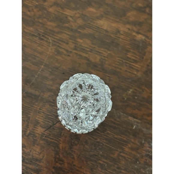 Vintage Lead Crystal Toothpick Holder Sawtooth Trim Diamond Pineapple Cut 3" - Picture 4 of 6